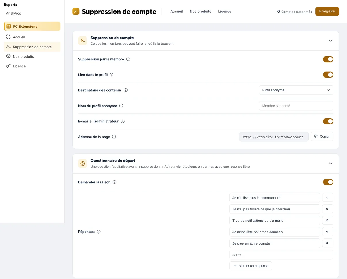 Les réglages, dans Fluent Community.