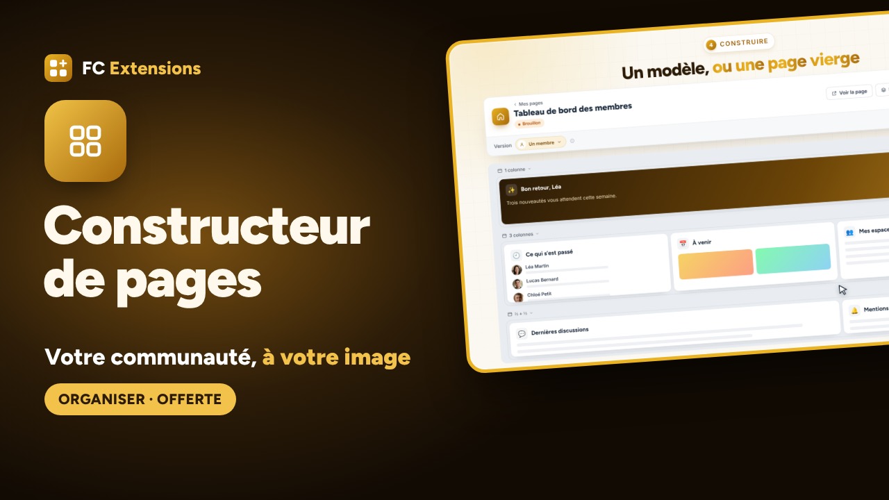 Constructeur de pages pour FluentCommunity : la bonne page pour chaque membre