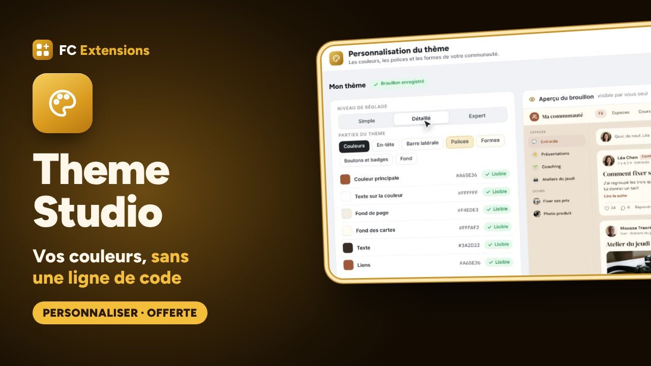 Theme Studio pour FluentCommunity : vos couleurs, sans une ligne de code