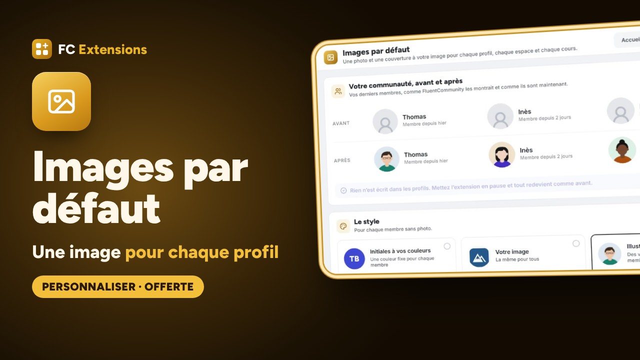 Images par défaut pour FluentCommunity : une image pour chaque profil