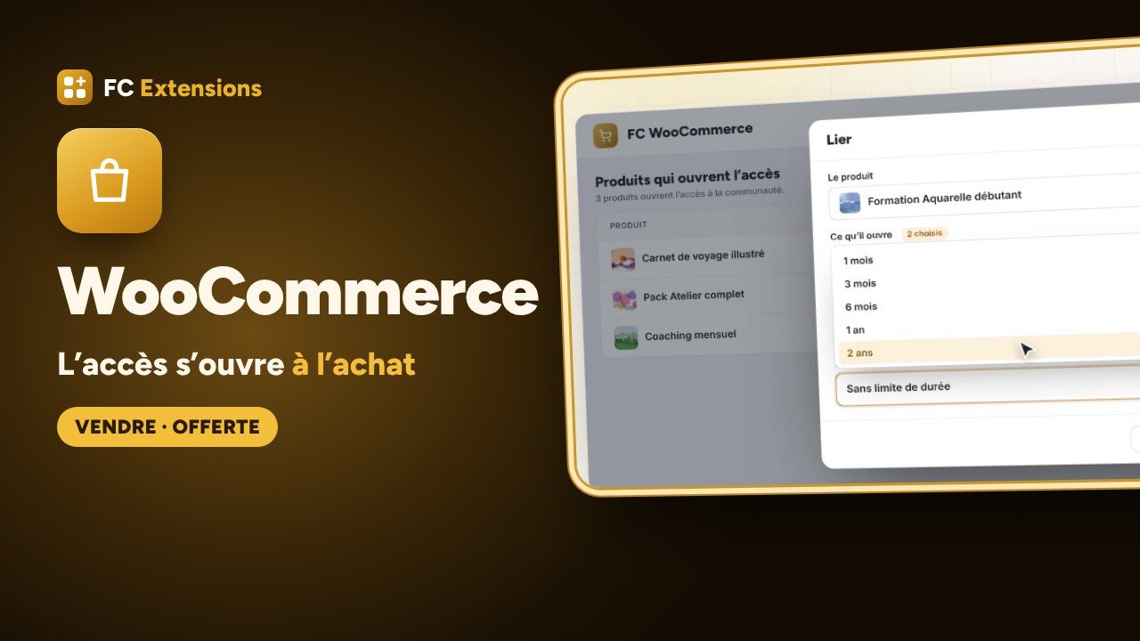 WooCommerce pour FluentCommunity : l’accès s’ouvre à l’achat
